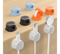 Magnetic Cable Clips, Adjustable Cord Holder Management, Adhesive Wire Keeper Organizer for Home Office Desk Phone PC Car Wall Desktop Nightstand Appliance (9-PCS White_Black_Orange_Blue)