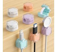 Magnetic Cable Clips, Adjustable Cord Holder Management, Adhesive Wire Keeper Organizer for Home Office Desk Phone PC Car Wall Desktop Nightstand Appliance (8-Pack Crystal Multicolor)