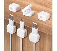 Magnetic Cable Holder, 6 Pcs Charger Holder, Magnetic Cable Clips, Wire Holders for Cables, Nightstand, Office, Home Desktop, Wall, car, White
