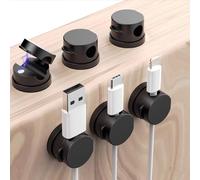 Magnetic Cable Holder, 6 Pcs Under Desk Cable Clips Self Adhesive Cable Management Cable Cord Organizer Wire Holders for Cables Black Cord Holder for Home Office Charging Cable USB Desk Tidy