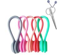 Magnetic Cable Ties - 11cm Silicone Cable Organĩser, 5/10 Pack Reusable Magnetic Cord Ties | Headphone & USB Cabĺe Manager, Cord Winder Holds Keys & Paper | Fridge Magnet for Office, School, Home