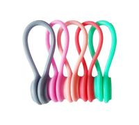Magnetic Cable Ties - N52 Neodymium Core, Silicone and Workplace Hub, Wire Management Winder Holder Clip, Premium Soft Stretchable Polymer Mat, Wire Keeper for Students & Techies