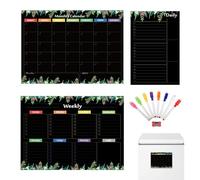 Magnetic Calendar for Fridge - Set of 3 Monthly Weekly Daily Planner Boards | Refrigerator Organizer with Markers Erasers | Reusable Planning Chart for Family Adults Kids Home Office Use