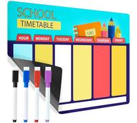 Magnetic Calendar for Refrigerator, Weekly Dry Erase Board, Cute Planning Boards for Family Kids School, Colorful to Do List with 4 Dry Erase Markers