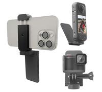Magnetic Camera Mount for Insta360 X4/X3/X2-180 ° Adjustable Angle with Go pro Adapter & Aluminum Phone Holder, Compatible with GoPro/DJI/iPhone/Samsung/Huawei