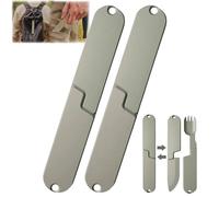 Magnetic Camping Utensils 2 in 1 Reusable Outdoor BBQ Utensils Removable Fork and Spoon Convenient Tableware for Travel Hiking Wilderness (2 Pack)