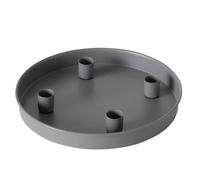 Magnetic Candle Tray for Taper Candles 25 cm Round - Grey - Metal Candle Holder with 4 Magnetic Holders - Decorative Tray Festive Advent Candle Stand