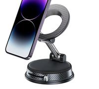 Magnetic Car Phone Holder - Foldable Mobile Phone Holder, Vacuum Suction, 360° Rotatable, Foldable Magnetic Mobile Phone Holder for Dashboard Mounting | For All Smartphones, Cars, Trucks, Living Rooms