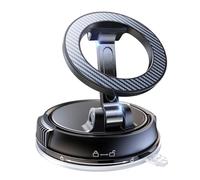 Magnetic Car Phone Mount - 360 Degree Rotation, Aluminum Alloy Suction Cup Base, Strong Magnet Dashboard Holder, Universal Smartphone GPS Cradle | For SUV Truck Driver Navigation Usage