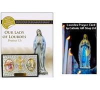 Magnetic Car Plaque St. Christopher & Lourdes Apparitions & Lourdes Prayer Card