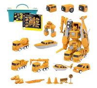 Magnetic Car Set, 26PCS Transforming Construction Vehicle Toys with Storage Box, Educational Magnetic Cars for Kids Ages 2+ Set Robo Car Transforming Cars Construction Vehicle Toys Toddler