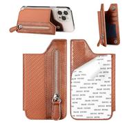 Magnetic Card Holder for Phone, Phone Card Holder Wallet, Brown, refer to | Credit Card Foldable Pocket Multi-slot Folding Wallet with Zipper,Convenient Self Adhesive Pouch for Father's Day