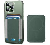 Magnetic Card Wallet Holder for Apple Magsafe, Magnetic Card Holder Magsafe for iPhone 12 iPhone 13/14 Magsafe Wallet, Mag-Safe Leather Wallet for Back of iPhone 14/13/ 12 Series, Green, E-Green