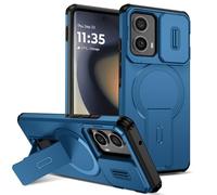 Magnetic Case Compatible with Moto G 5G 2024/G Play 5G 2024, Shockproof Protective Cover with Camera Control Button & Camera Cover & Adjustable Kickstand,Blue