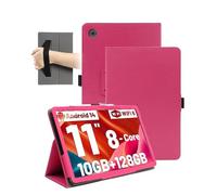 Magnetic Case for Ainmel A6h A 11 inch Tablet - Shockproof with Pen Slot,Waterproof,Anti-Scratch,Multi-Angle Stand,with Hand Strap,Slim Durable,Rose