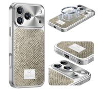 Magnetic Case for iPhone 16 Pro Camera Cover Compatible with MagSafe, Military-Grade Drop Protection Firm Grip Shockproof Slim Fit TPU Glitter Python Pattern Design Cover for iPhone 16 Pro Gold