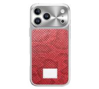 Magnetic Case For IPhone 17/17 Pro/17 Pro Max, Luxury Snake Pattern Leather Electroplated Case, All-inclusive Lens Protection Cover(Red,17 Pro)