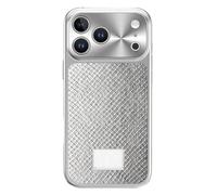 Magnetic Case For IPhone 17/17 Pro/17 Pro Max, Luxury Snake Pattern Leather Electroplated Case, All-inclusive Lens Protection Cover(Silver,17 ProMax)