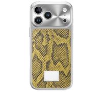 Magnetic Case For IPhone 17/17 Pro/17 Pro Max, Luxury Snake Pattern Leather Electroplated Case, All-inclusive Lens Protection Cover(Yellow,17)