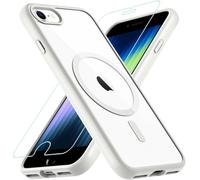 Magnetic Case for iPhone SE 2020/SE 2022,for iPhone 8/7, Shockproof [with Screen Protector]Military Grade Drop Phone Case Cover for iPhone SE/8/7/SE 2nd/SE 3rd Generation(White)