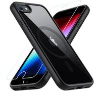 Magnetic Case for iPhone SE 2020/SE 2022,iPhone 8/7, Shockproof [with Screen Protector]Compatible with Magsafe Military Grade Drop Phone Case Cover for iPhone SE/8/7/SE 2nd/SE 3rd Generation(Black)