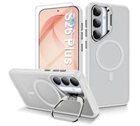 Magnetic Case for Samsung Galaxy S26 Plus, Compatible with MagSafe, Galaxy S26 Plus Case with Ring Stand, Shockproof Mobile Phone Case for Samsung S26+ Case with Screen Protector (Transparent White)