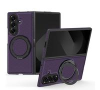 Magnetic Case for Samsung Galaxy Z Fold7 Cover 360 Rotatable Ring Stand Shockproof Military-Grade Protection Support MagSafe Carbon Fiber Finish Cover for Samsung Galaxy Z Fold 7 2025 Purple