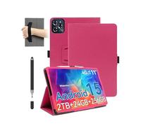 Magnetic Case for TABWEE W90 11 inch Tablet - Shockproof with Pen Slot,Waterproof,Anti-Scratch,Multi-Angle Stand,with Hand Strap,Slim Durable,Rose Red