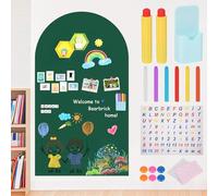 Magnetic Chalk Board, 118x60cm Magnetic Adhesive Arch Wall Decal for Kids, Peel and Stick Magnet Blackboard with Accessories, Multifunctional Wallpaper for Playroom Classroom Home School (Green)