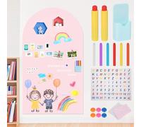Magnetic Chalk Board, 118x60cm Magnetic Adhesive Arch Wall Decal for Kids, Peel and Stick Magnet Blackboard with Accessories, Multifunctional Wallpaper for Playroom Classroom Home School (Red)