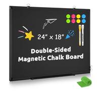 Magnetic Chalk Board 24“x18”, Double-Sided Dry Erase Black Chalkboard