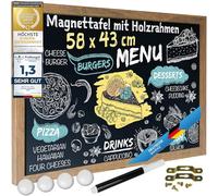 Magnetic Chalkboard Writing Board Magnetic Board to Hang up Slate Board with Wooden Frame; wall Chalkboard in halk Pen & Magnets (XXL - 43 x 58 cm)