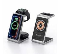 Magnetic Charging Station, 3 in 1 Foldable Zinc Alloy Wireless Charger Stand Compatible With iPhone 17/16/15/14/13/12 Series, Wireless Earbuds, And Smart Watch