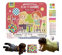 Magnetic Chess Game, Flying Board 4 in 1, Development Toys for Kids Learning Play Hobby Collection Table Family Party Birthday Easter, Compact Strategy Accessory, Easy Carry Design, for Daily Routine