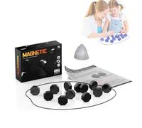 Magnetic Chess Game,Logic Training Magnet Game with String,Portable Magnetic Stones Game with 20 Pcs Chess, for Kids and Adults Family Gatherings & Travel (Black A)
