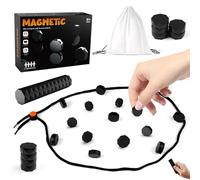 Magnetic Chess Game, Magnetic Board Chess Game for Kids and Adults, Portable Magnet Strategy Board Games Magnet Table Game with 1 Rope 20 Magnets Carrying Bag for Family Gathering (D)