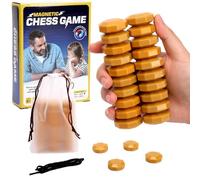 Magnetic Chess Game, Portable Magnet Stone Games with String, Party Travel Camping Desktop Magnetic Strategy Chess, Family Educational Games for Kids and Adults (Gold)