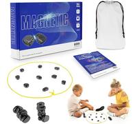 Magnetic Chess Game Stones, Multiplayer Magnet Board Game, Portable Table Top Magnetic Battle Chess with Storage Bag, Family Board Games Set for Kids and Adults (Style A)