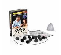 Magnetic Chess Game, Strategy Board Educational Checkers Game, Portable Magnet Stone Games with String, for Kids Adults, Interactive Tabletop Board Game(Black C)