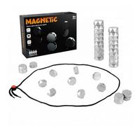 Magnetic Chess Game with String 20 Stones for Family Party Camping (Silver) (B)