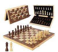 Magnetic Chess Game Wooden for Adults and Children Foldable Chess Board 40 x 40 cm Portable Chess Game Nut and Pine Wood (Brown L)