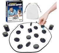Magnetic Chess Set Battle Chess with Magnetic Effect, Magnet Games with Stones, Educational Chess Game Checkers Game, Portable Chess Board Party Supplies for Family Gathering and Travel (Black)