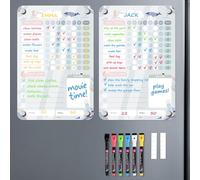 Magnetic Chore Chart for Kids 2 Pcs, 20×30 cm Acrylic Reward Charts for Two Children, Weekly Behavioir Chart for Teens Multiple Kids, with 6 Markers for Refrigerator, Board for Behave and Goals