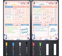 Magnetic Chore Chart for Kids 2 Pcs, 20×30 cm Acrylic Reward Charts for Two Children, Weekly Behavioir Chart for Teens Multiple Kids, with 6 Markers for Refrigerator (Einhorn)
