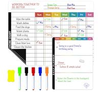 Magnetic Chores Chart Kids and Family Reusable Magnetic Reward Charts for Children Good Behaviour Kids Reward Chart Whiteboard Calendar Summer Holiday Family Weekly Planner for Fridge Home Kitchen
