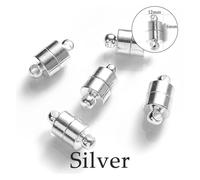 Magnetic Clasps for Necklaces 5Sets Heart Round Magnetic Connected Clasps Metal Magnet Clasp Charms End Caps for DIY Jewelry Making Couple(White)