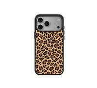 Magnetic Classic Leopard Case for iPhone 16 Pro, Acrylic Black Bumper