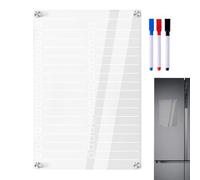 Magnetic Clear Dry Erase Board for Kitchen Fridge - Acrylic Planner Sheet for Daily Reminders, Schedule Organiser Board with Markings | Fridge Note Sheet for Housework, Meal Plan