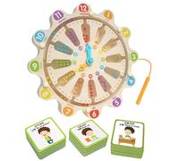 Magnetic Clock Maze Board - Time Cognition Learning | Wooden Teaching Aid Clock Maze with Magnetic Pen for Elementary Students Early Childhood Puzzle Game with 18 Cards, Fine Motor