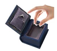 Magnetic Closure - Ring Box for Marriage Proposal 5.5 x 6.5 x 3.5 cm Vintage Book Shape Jewellery Storage with Magnetic Closure, Velvet Ring Holder for Engagement, Wedding, Birthday, Travel, Christmas